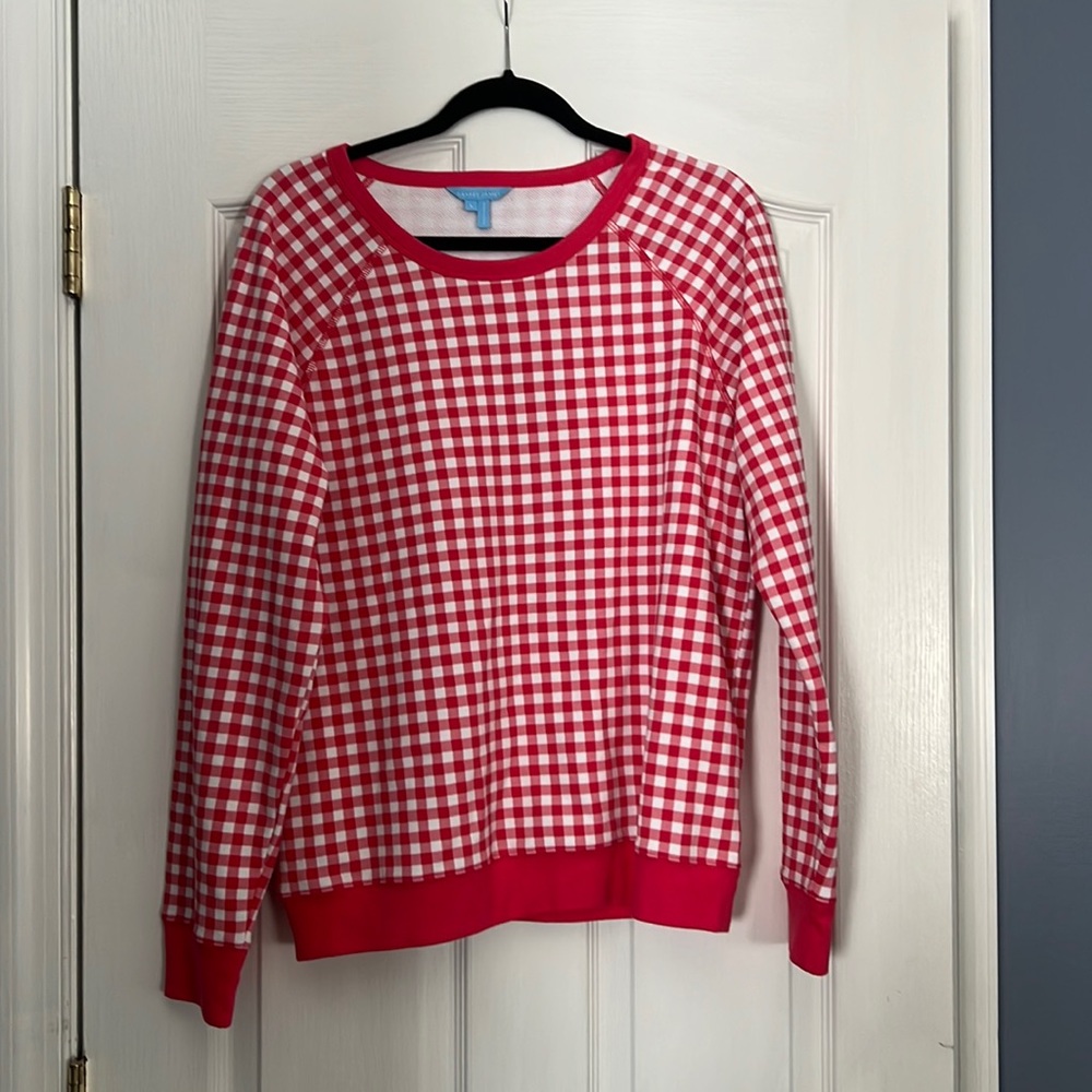 Draper James Natalie Sweatshirt in Red Gingham - New Without Tags